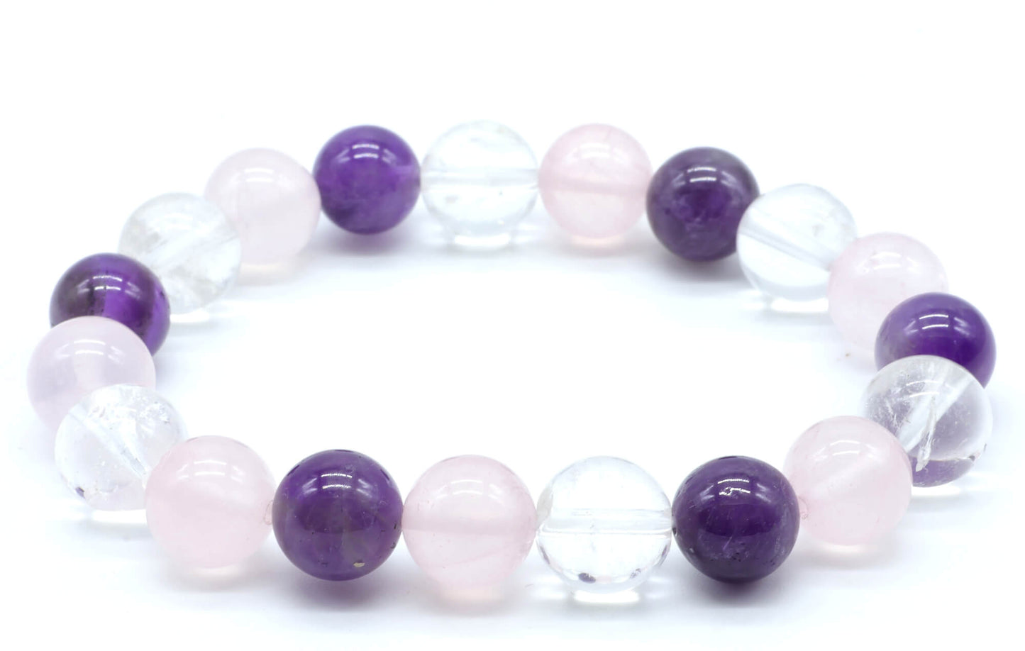 Bracelet Améthyste - Cristal de Roche - Quartz Rose