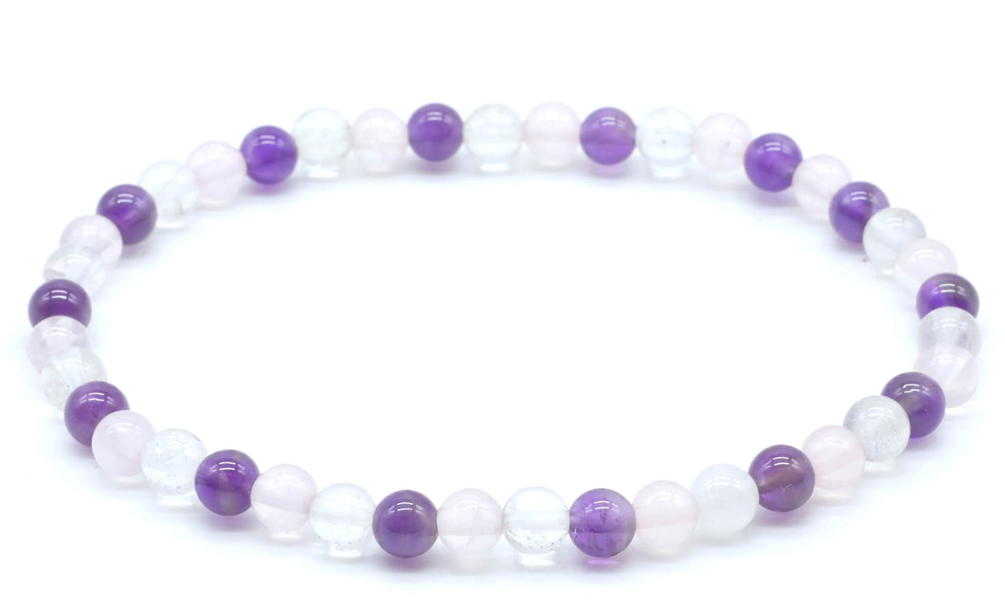 Bracelet Améthyste - Cristal de Roche - Quartz Rose