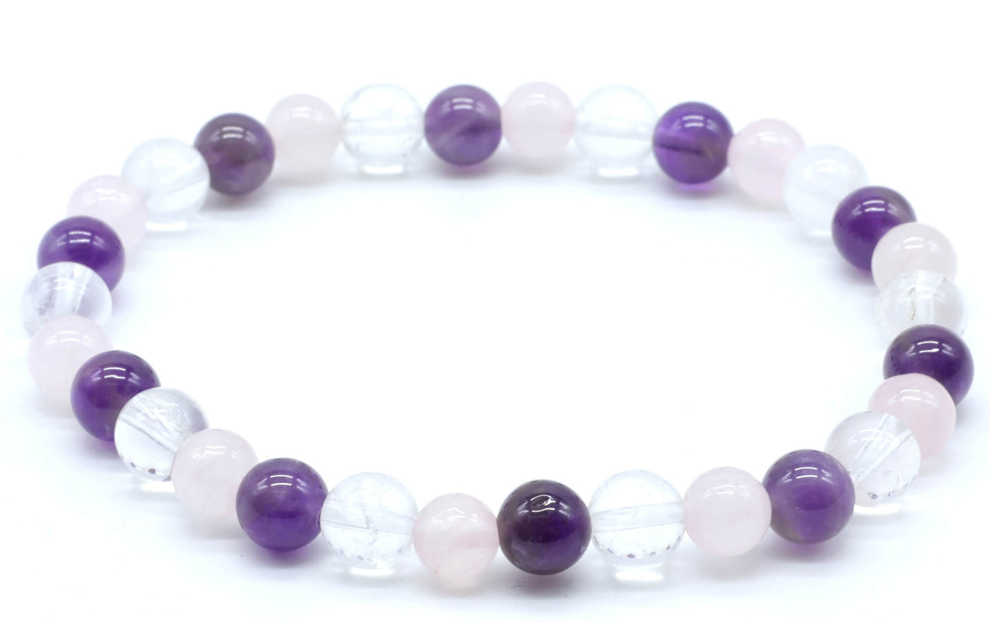 Bracelet Améthyste - Cristal de Roche - Quartz Rose