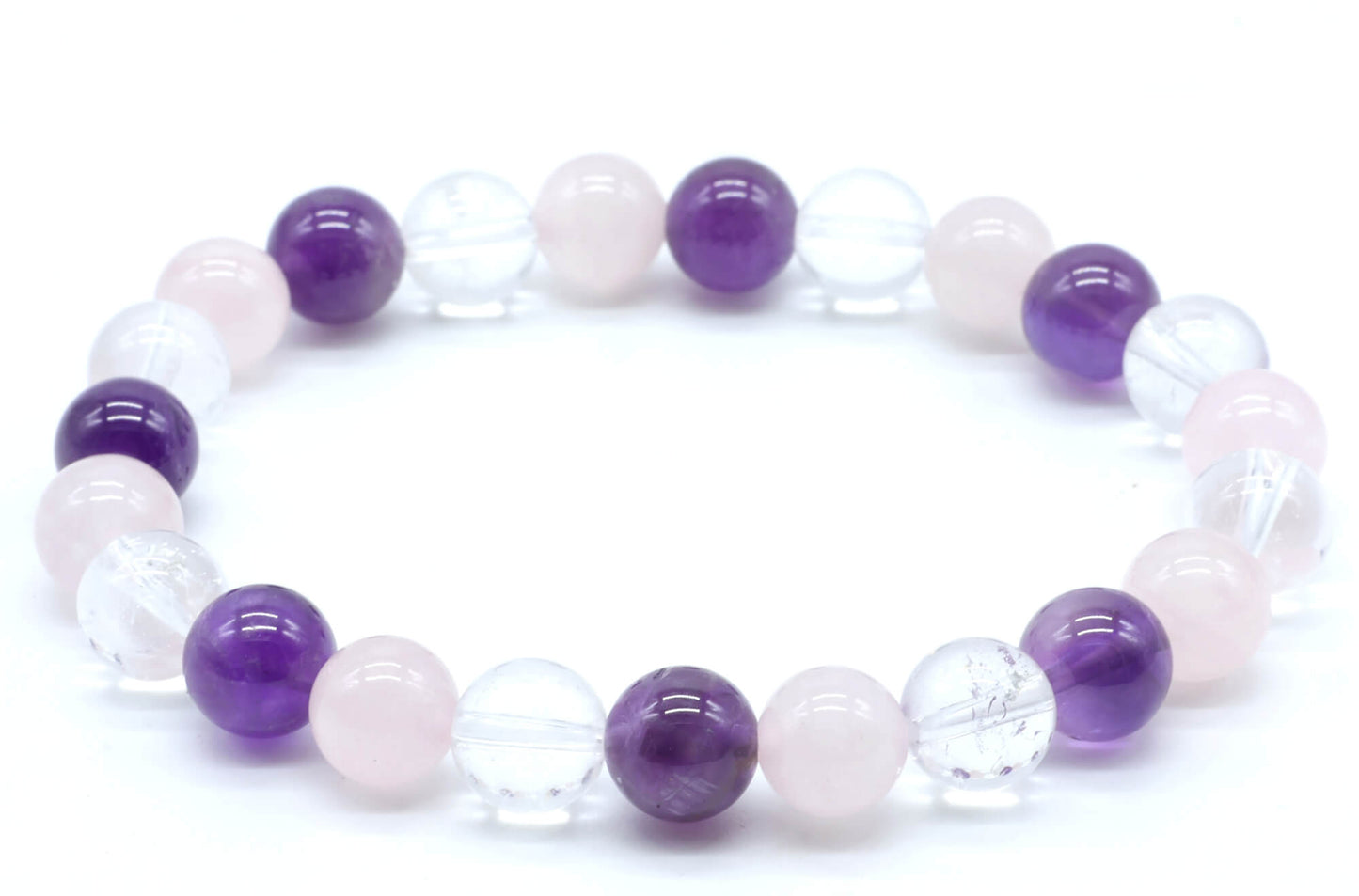 Bracelet Améthyste - Cristal de Roche - Quartz Rose