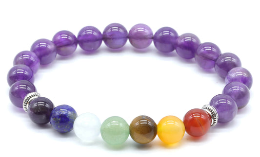 Bracelet Améthyste & 7 Chakras