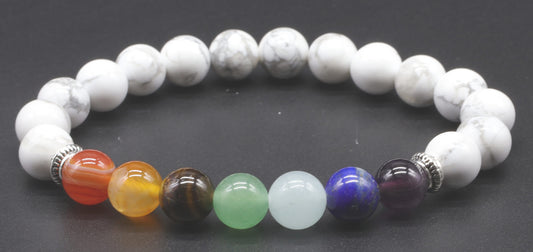 Bracelet Howlite Blanche & 7 Chakras