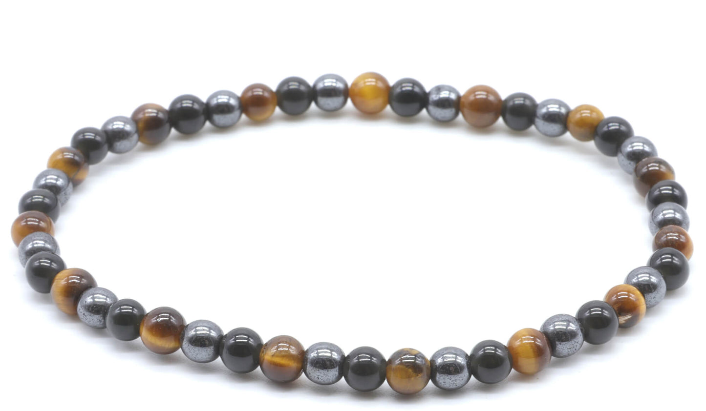 Bracelet Obsidienne Noire - Hématite - Oeil de Tigre