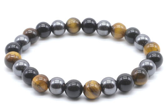 Bracelet Obsidienne Noire - Hématite - Oeil de Tigre