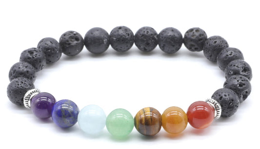 Bracelet Pierre de Lave & 7 Chakras