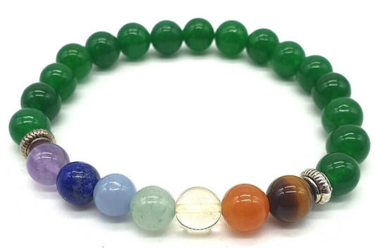 Bracelet Jade Verte & 7 Chakras